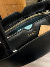 DKNY black leather tote handbag