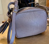 Taupe leather across the body handbag