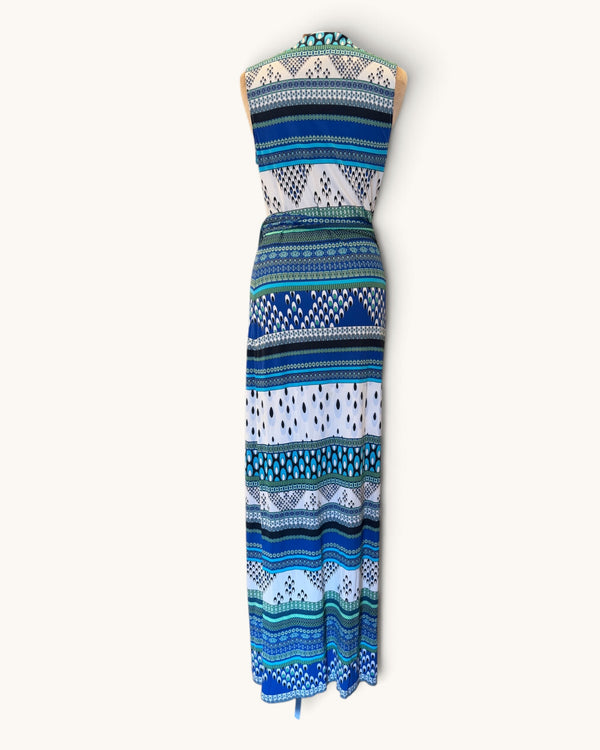 Diane Von Furstenberg Wrap Dress – Blue & Green Print, Size 10