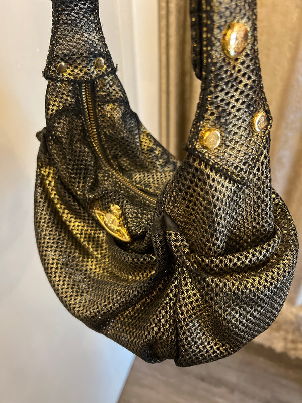 Vivienne Westwood gold weave/net small handbag.