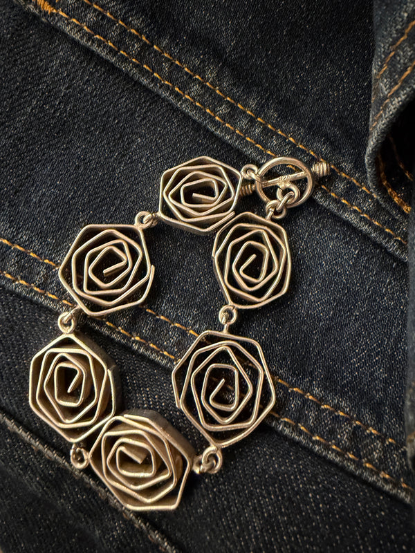 925 Silver bracelet floral T-bar closure