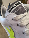Meline white leather /neon yellow star trainers size 5