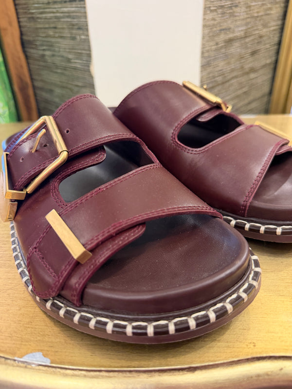 Chloé Rebecca Bordeaux Leather Sandals Size 40
