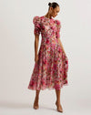 Ted baker pink floral dress size 12