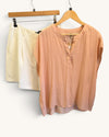 Soya concept peach satin blouse size XL