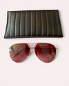 Victoria Beckham Gold Aviator Sunglasses with Leather Pouch