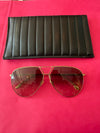 Victoria Beckham Gold Aviator Sunglasses with Leather Pouch