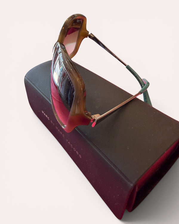 Marc Jacobs Retro Tortoiseshell Sunglasses with Green Arms