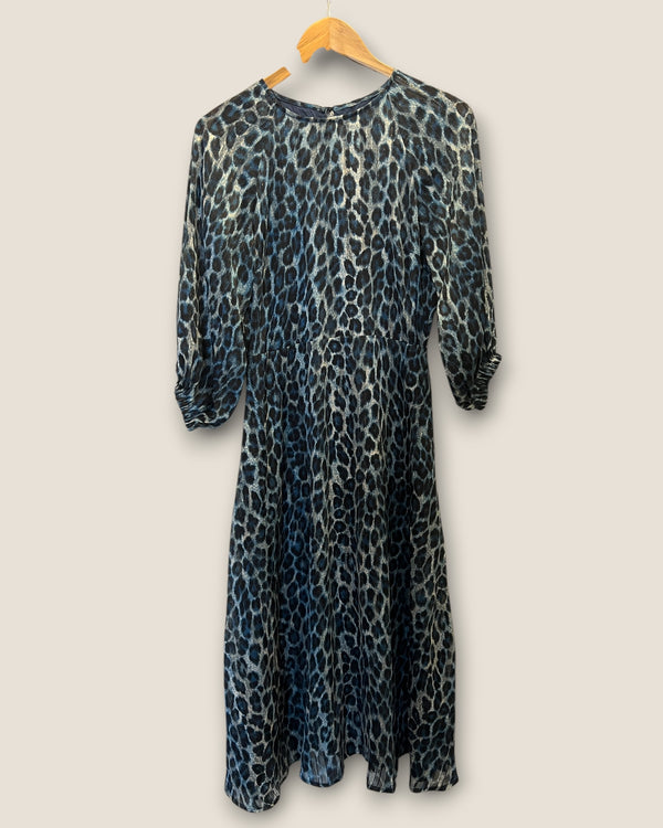 Traffic People Blue a leopard dress size small