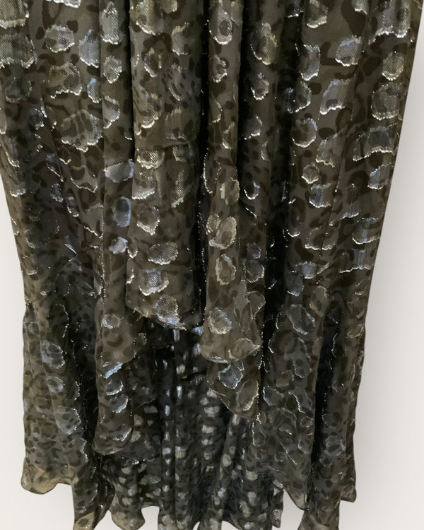 BA+SH silk silver foil ruffle dress size 1