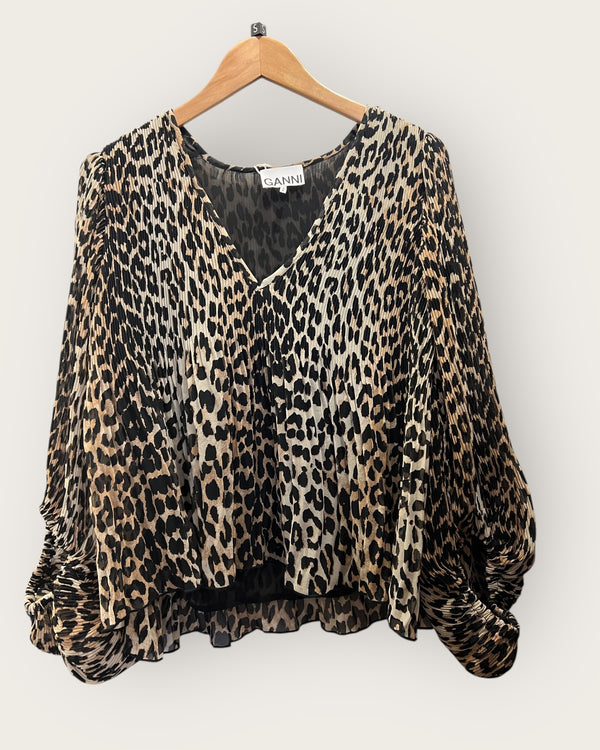 Ganni leopard top size small