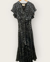 BA+SH silk silver foil ruffle dress size 1