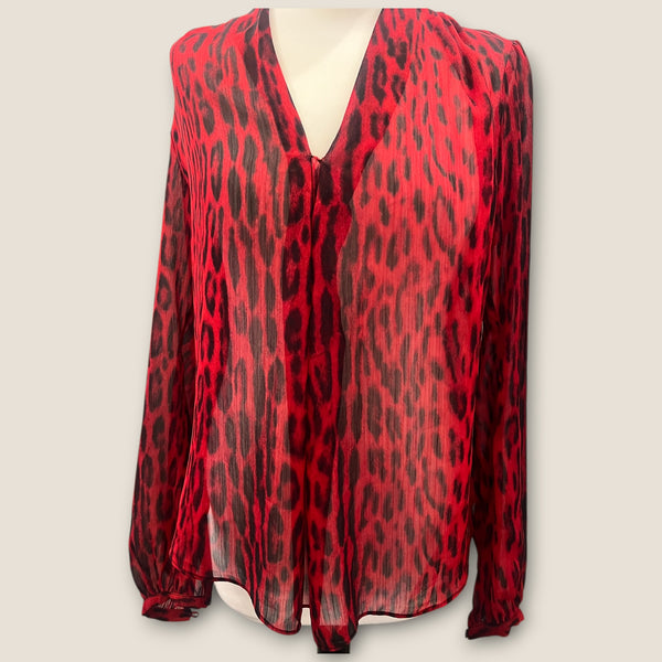 Michael Kors red leopard blouse size Small