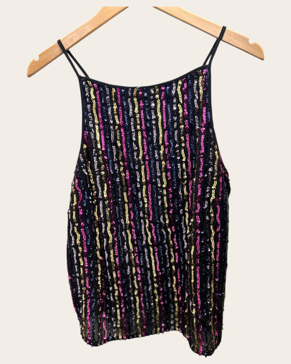 Warehouse multi coloured sequin top Size 10