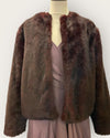 FWM Oxblood faux fur crop jacket Size Small