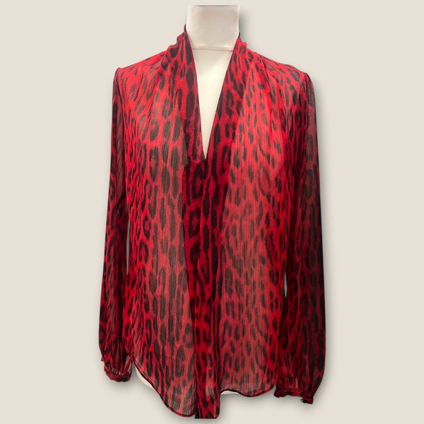Michael Kors red leopard blouse size Small