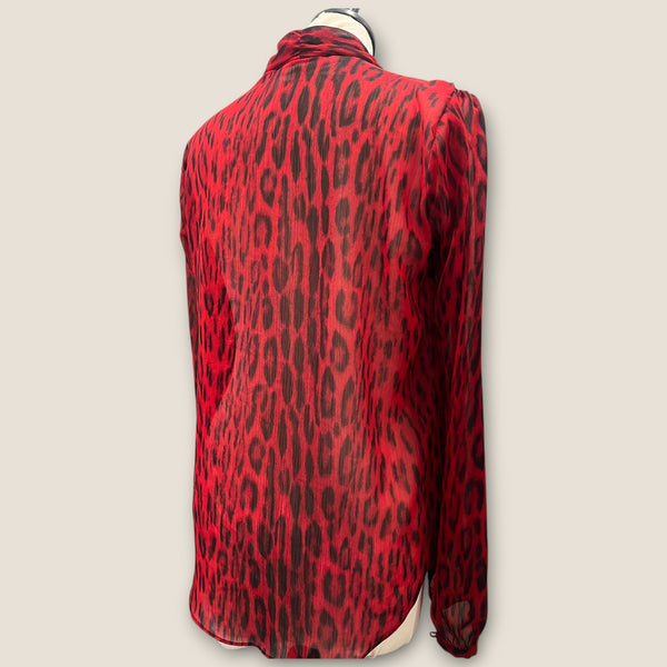 Michael Kors red leopard blouse size Small