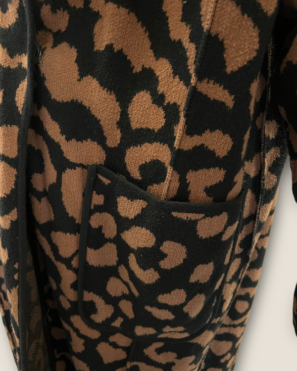 BIBA camel & black animal print long length cardigan size Medium