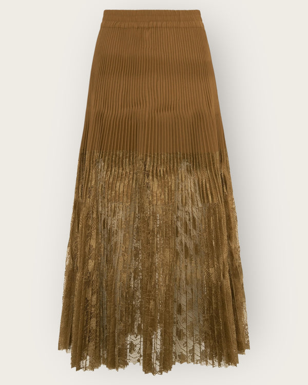 Beatrice Caramel Lace pleated skirt size 8