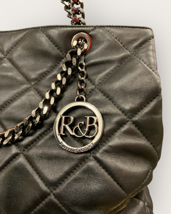 Russell and Bromley black leather quilted & chain handbag