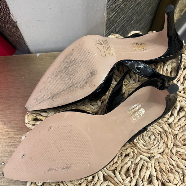 Reiss Black Patent Sling back size 40