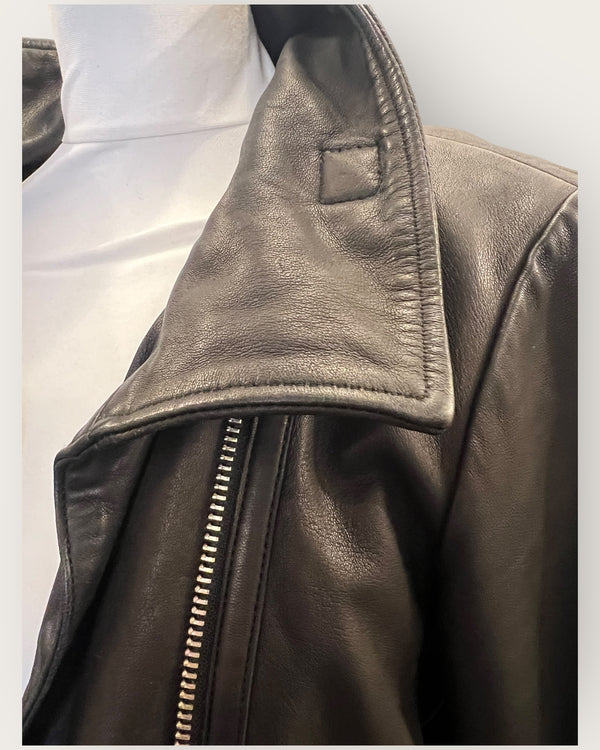 All saints black leather jacket Size 10