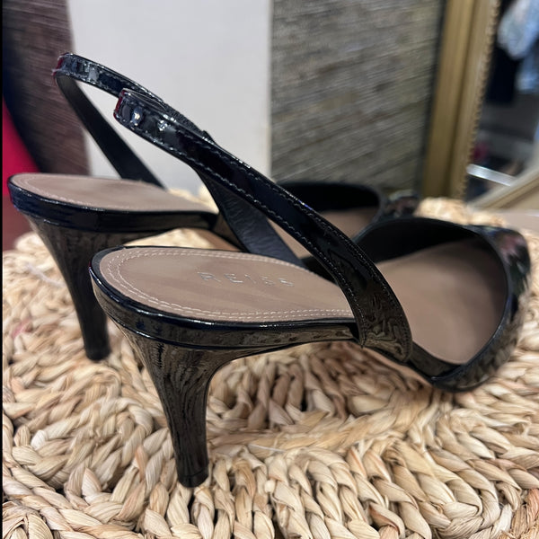 Reiss Black Patent Sling back size 40