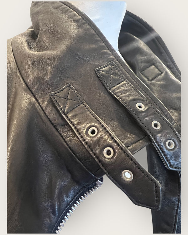 All saints black leather jacket Size 10