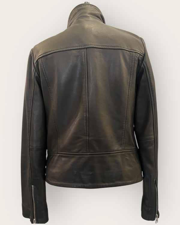 All saints black leather jacket Size 10