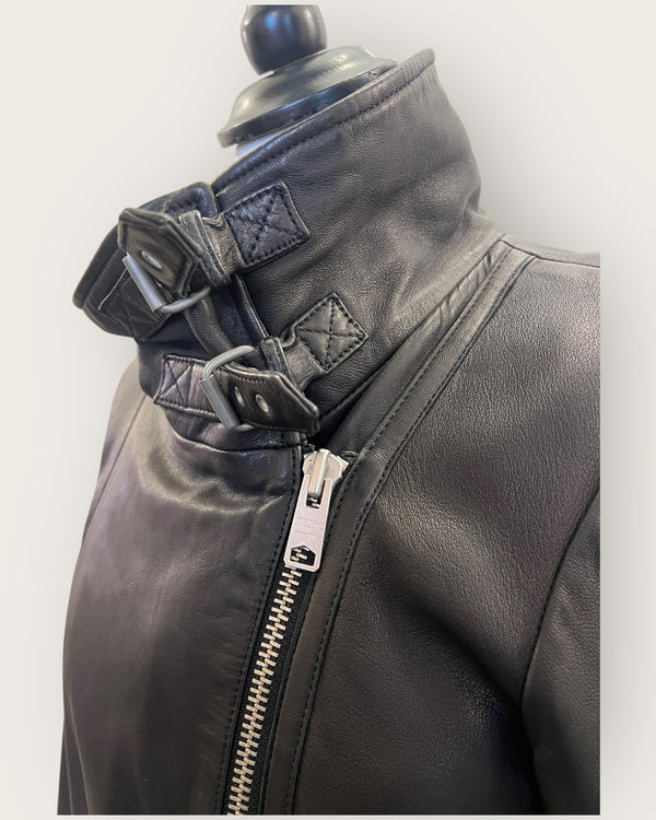 All saints black leather jacket Size 10