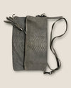 Grey leather fold across the body handbag
