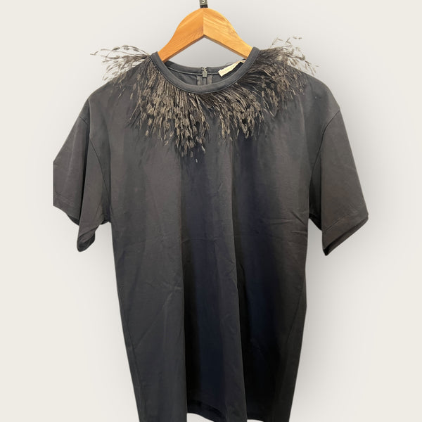 Victoria Beckham Black Feather T-Shirt Size Small