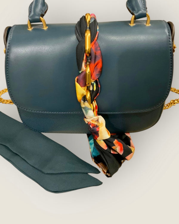 Charles & Keith Teal/ grey vegan handbag