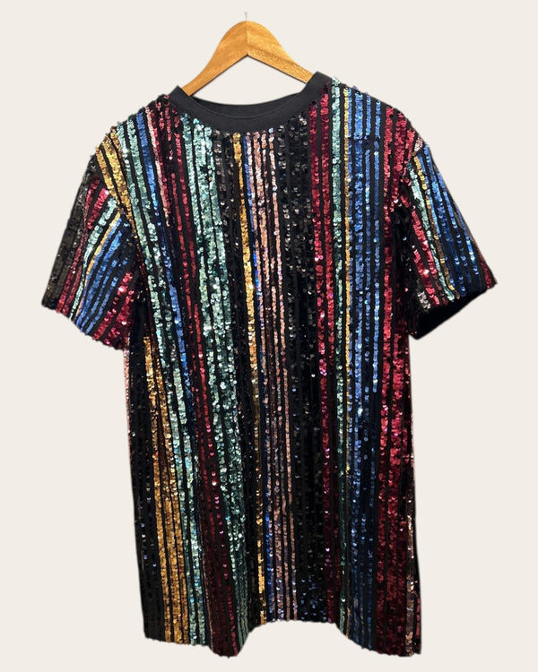 Apricot multi coloured sequin dress size 10