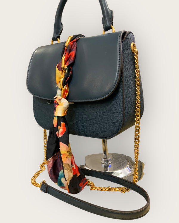 Charles & Keith Teal/ grey vegan handbag