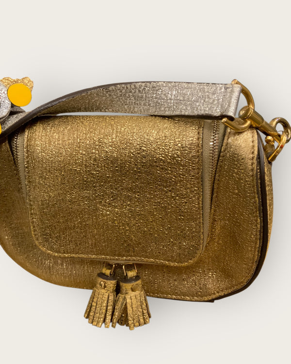 Anya Hindmarsh gold crackle leather handbag