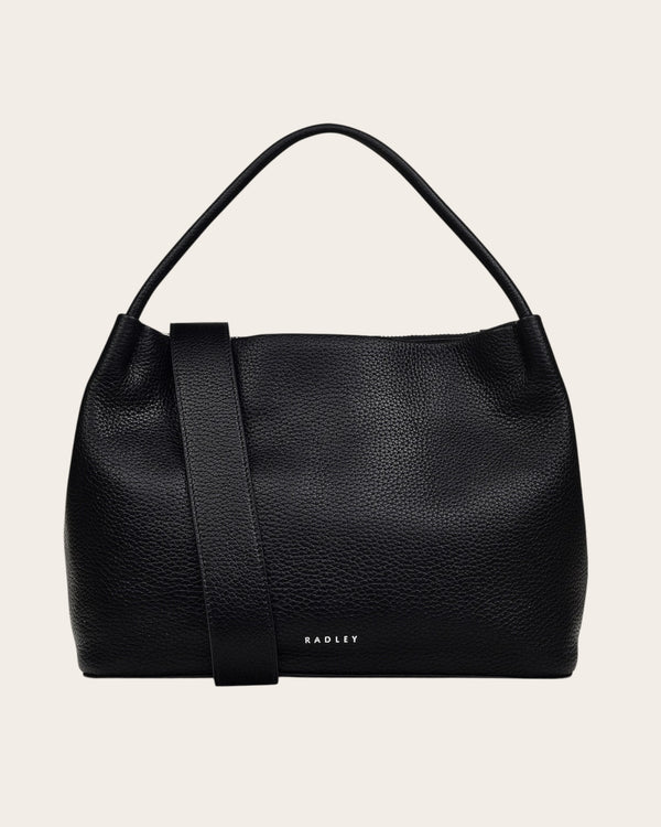 Radley black grained leather tote bag