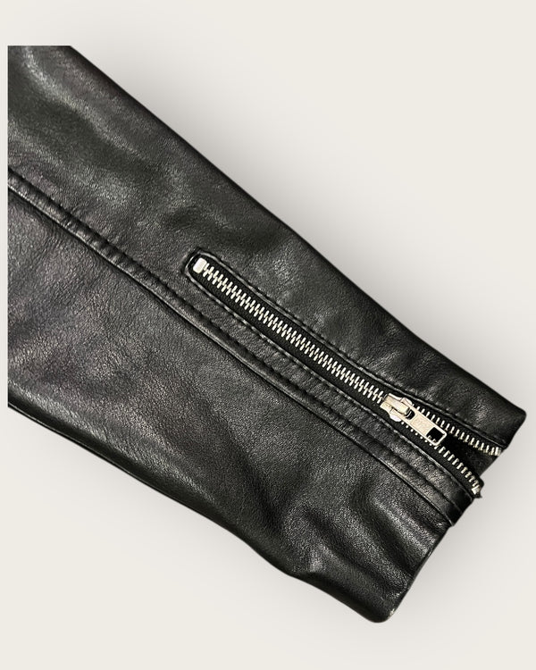Whistles leather biker black jacket size 14