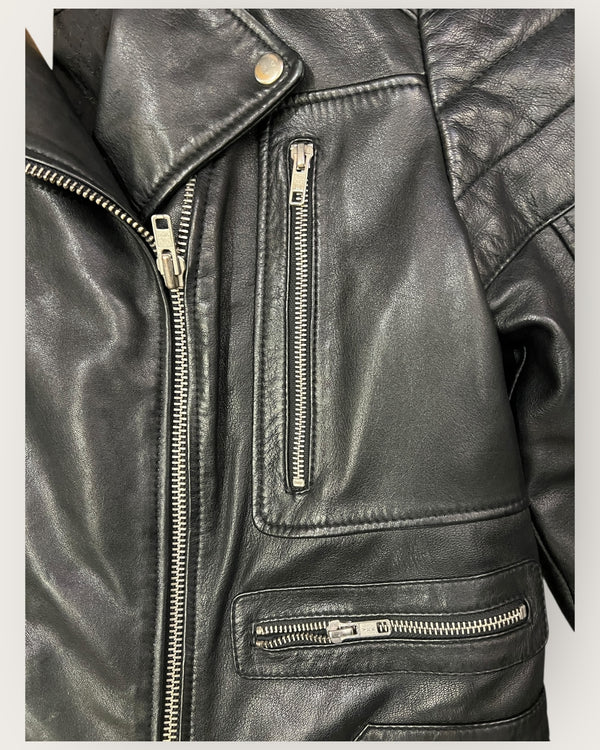 Whistles leather biker black jacket size 14
