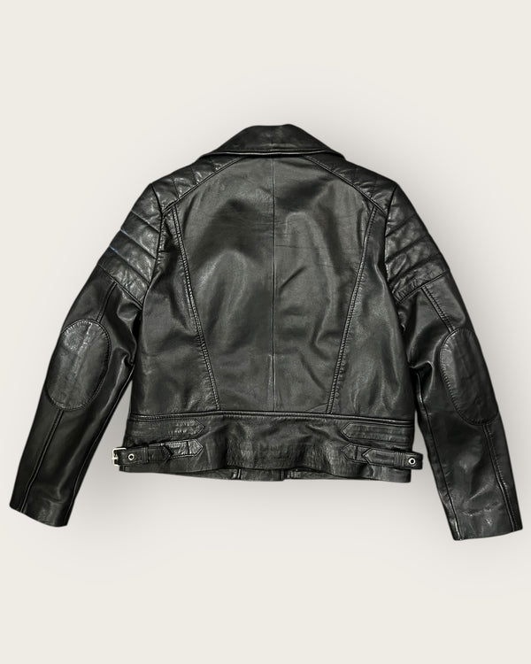 Whistles leather biker black jacket size 14
