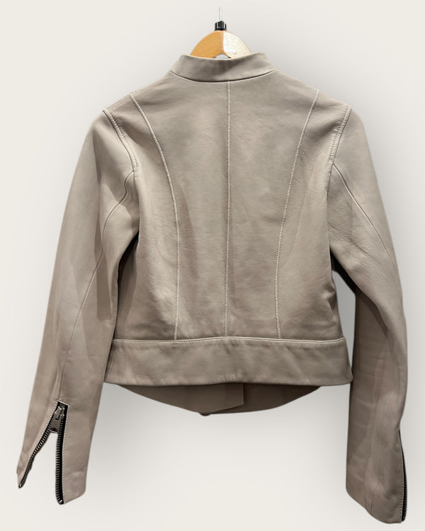 All Saints cream leather jacket size 8