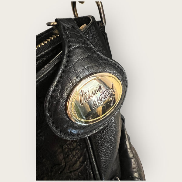 Vivienne Westwood black leather tote handbag