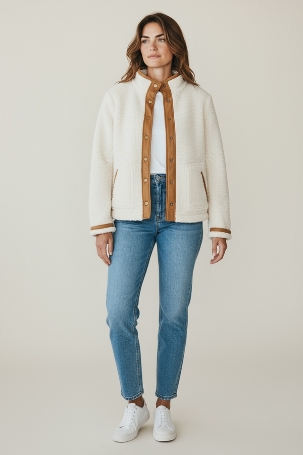 Boden Cream teddy jacket size 14