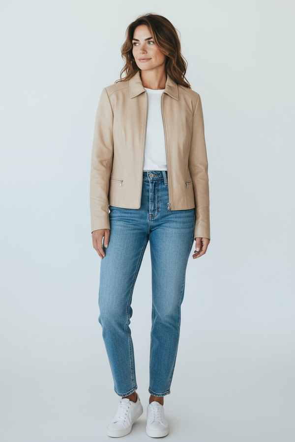 Venezia Cream leather jacket size 40