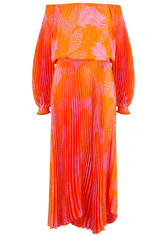SFIZIO orange/pink pleated dress 8
