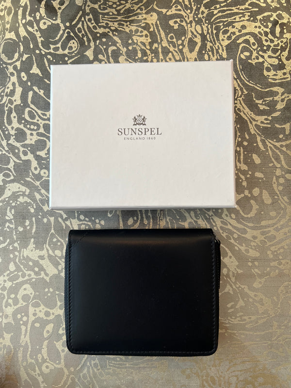 Sunspel Mens Black Leather zipped wallet