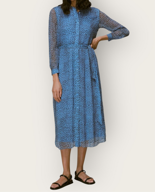 Whistles blue/black spot dress size 12