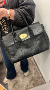 Mulberry black croc bayswater handbag