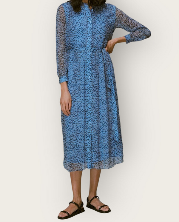Whistles blue/black spot dress size 12