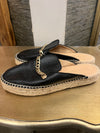 Mint velvet black gold chain mules Size 5